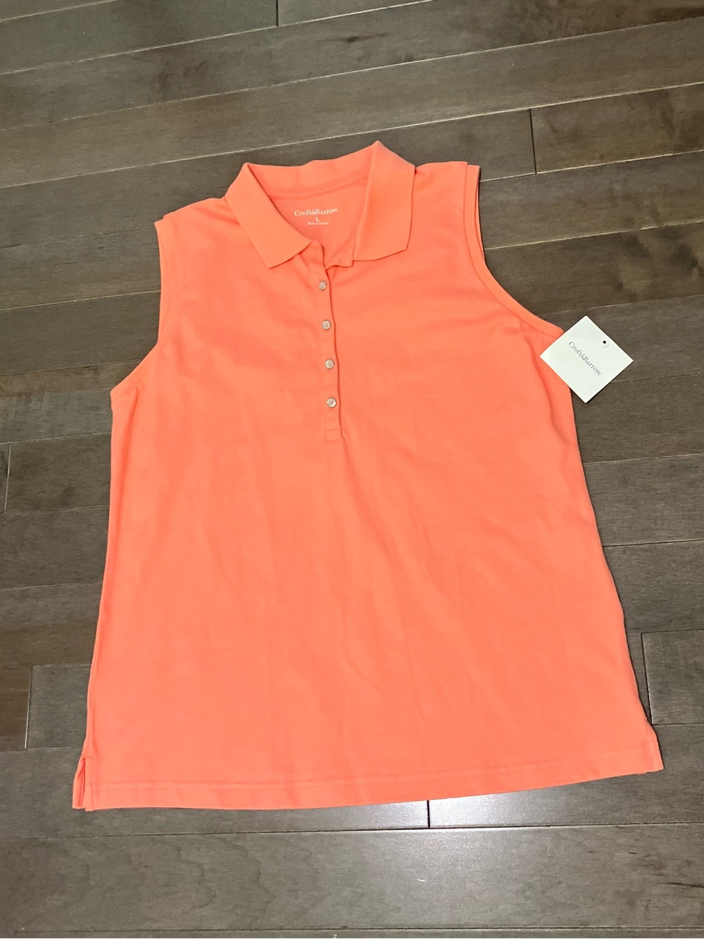 Croft & Barrow NWT Women's Sleeveless Polo Tank - Coral Orange size L NWT